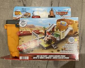 Disney Pixar Cars Race & Go Playset With Lightning McQueen And Tractor Mattel