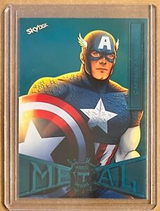 2021 Marvel Metal Spider-Man Captain America Turquoise PMG /50 Upper Deck Blue
