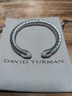 David Yurman 7mm Cable Bracelet & Sterling Silver W/ PAVE DIAMONDS MEDIUM