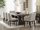 ON SALE - 9p Modern Brown Rectangular Dining Table & Gray Fabric Chairs Set IC0E