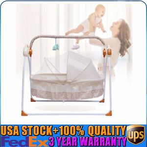 New ListingAuto-Swing Bed Bedside Bassinet Newborn Electric Baby Crib Cradle Rocking Basket