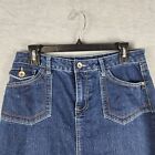 Cato Woman Denim Skirt Size 6 Blue Pockets Embroidered Pockets Medium Length