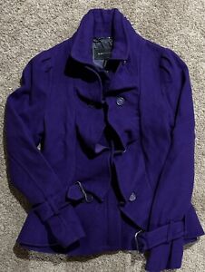 BCBG MAXAZRIA pea coat w ruffles - Purple