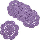 4Pcs/Lot Purple Vintage Hand Crochet Lace Doilies Flower Doily Small Coasters 4