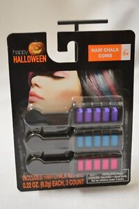 Happy Halloween COSTUME HAIR Chalk COMB Ages 5+ Purple BLUE Pink COLORS New