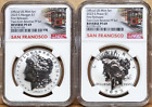 2023 s reverse proof morgan and peace silver dollar set ngc rp 69 fr sf  in hand