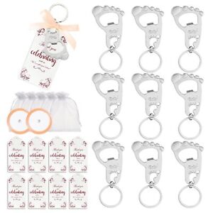 48 Pieces Keychain baby shower favors Bottle Opener Gift Tag,Baby Foot Bottle...