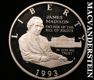 1993-S James Madison Commemorative Silver Half Dollar - Gem Proof Lustrous #V743