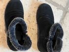 KHOMBU  Black Suede Faux Fur Buckle Ankle Winter Boots Women's Size 9