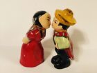 Vintage Hand-painted Boy & Girl Kissing Salt And Pepper Shakers