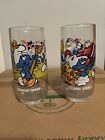 Vintage Smurf Drinking Glass Cups Smurfs Peyo 1982 Cartoon Collection