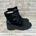 UGG Azaria Black Leather Suede Waterproof Ankle Duck Boots Women's Size 7