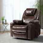 Genuine Leather Electric Power Lift Chair,Heated&Massage Recliner for Elderly