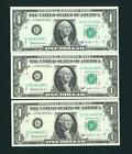 New Listing((THREE CONSECUTIVE)) $1 1963 B ((CU)) (JOSEPH BARR) Federal Reserve Note