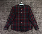 Abercrombie & Fitch Shirt Mens Size 2XL Red Black Gray Plaid Flannel Long Sleeve