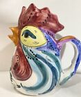 Italian Rooster Chicken Pitcher Initialed & Hand Made In Italy 9.5”x7.5”