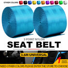 2x Sky Blue Seat Belt Webbing Polyester Seat Lap Retractable Nylon Safety Strap
