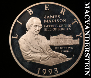 1993-S James Madison Commemorative Silver Half Dollar - Choice Gem Proof  #V176
