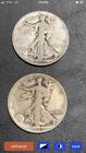 1936 D & 1943 Walking Liberty Silver Half Dollars Both In VG Condition.
