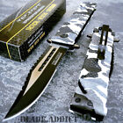 TAC FORCE Spring Assisted Open SAWBACK BOWIE Tactical Rescue Pocket Knife Camo