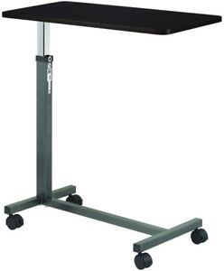 Overbed Table Tray Rolling Hospital Bed NonTilt Adjustable Height Food Cart Desk
