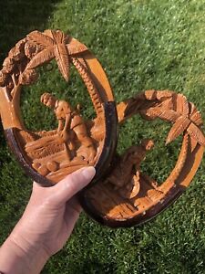 New ListingVintage Chinese Wooden Hand Carved Wall Plaques - Lot of Two