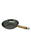 12 Inch Carbon Steel Wok Pan Stir Fry Pan With Wood Handle & Flat Bottom GWK001A