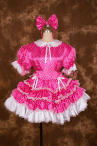 Sissy Maid Satin Lockable Dress Cosplay Costume Tailor-made