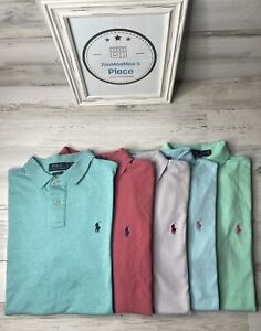 Lot of 5 Polo Ralph Lauren Short Sleeve Polo Shirts Men's Size: L EUC!!