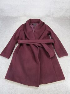 Ann Taylor Trench Coat Womens Medium Petites Purple Belted