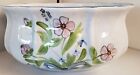 N. S. Gustin Co. Pottery Hand Decorated Made In USA Floral Blue Bowl Planter
