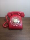 Vintage ITT Red Rotary Dial Desktop Telephone Phone MCM Retro Prop Decor