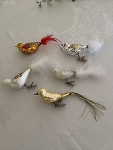 Vintage Glass Birds Christmas Ornaments Clip On (5)