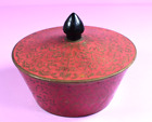 Vintage Chinese Cloisonne' Enamel Brass Bronze Covered Bowl Dish Jar