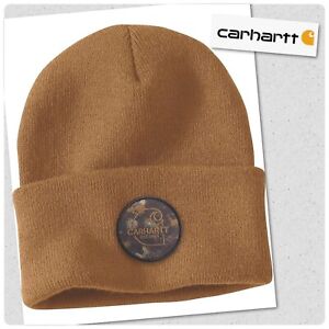Carhartt Knit Watercolor Camo Patch Beanie Hat Brown - NWT UNISEX