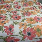 Vintage Vera Red Orange Mod Flowers Poppy Burlington Queen Flat Sheet Fabric