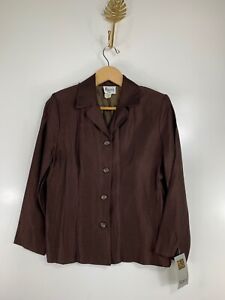 Vintage MAREN Petites 6 Solid Brown Lightweight Button Up Jacket Blazer NWT