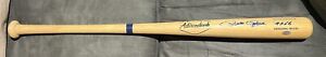 Pete Rose signed 4256 Reggie Jackson sticker baseball bat. HOF Autograph COA