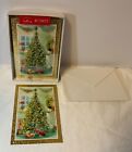 VTG Hallmark Embossed Christmas Cards (13) in Box Beautiful Tree Gold Garland