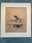 Orig. Pencil Signed & Titled THE ETCHER by Ms. W. Lesley Plate M. W. Lesley 1884