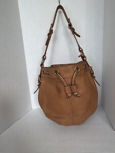 FOSSIL Long Live Vintage Brown Leather Shoulder Drawstring Bucket Bag