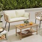2 PCS Outdoor Rattan Wicker Patio Set Garden Lawn Sofa Chair Cushioned Furniture