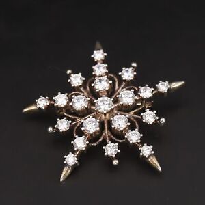 Sterling Silver - DQ DIAMONIQUE White CZ Christmas Snowflake Brooch Pin - 8g