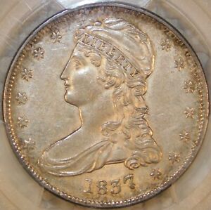 1837 Capped Bust Half Dollar Certified PCGS AU55 Reeded Edge 50C Silver