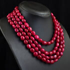 994 Cts Earth Mined 4 Line Red Ruby Oval Shape Beads Womens Necklace JK 59E343