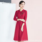 Handmade Embroidered Chinese Style Long Sleeve Autumn Winter Wedding Dress