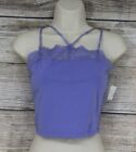 Umgee USA Womens Cross Over Cropped Lace Trim Camisole Top Size Medium Lilac