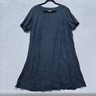 Pure J Jill Dress Womens 2X Blue 100% Linen Minimalist Beach Coastal Boho