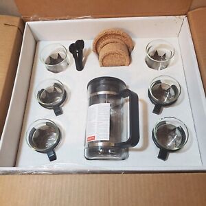 Bodum 12 Piece Bistro Set French Press Cups Coasters Spoons Open Box Never Used
