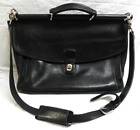 Vintage Coach Smooth Black Thick Leather Laptop Briefcase Messenger Bag K7C-5566
